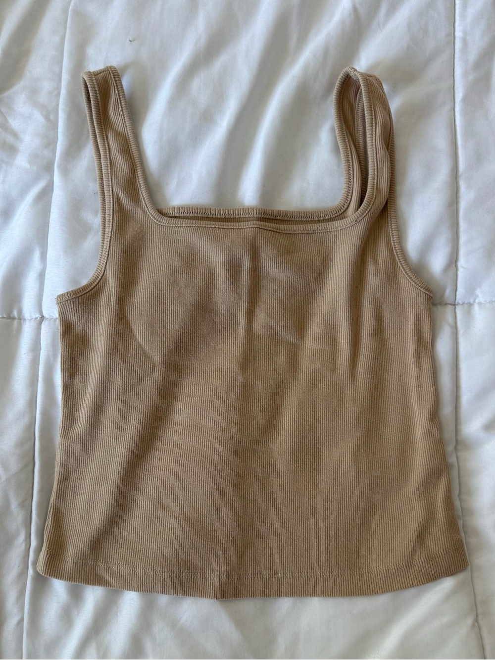 Old Navy Ribbed Square-Neck crop Tank Top in Tan sz medium
